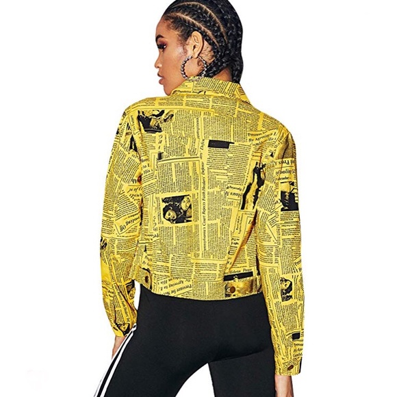 Yellow Denim Newspaper Jacket - Picture 2 of 5